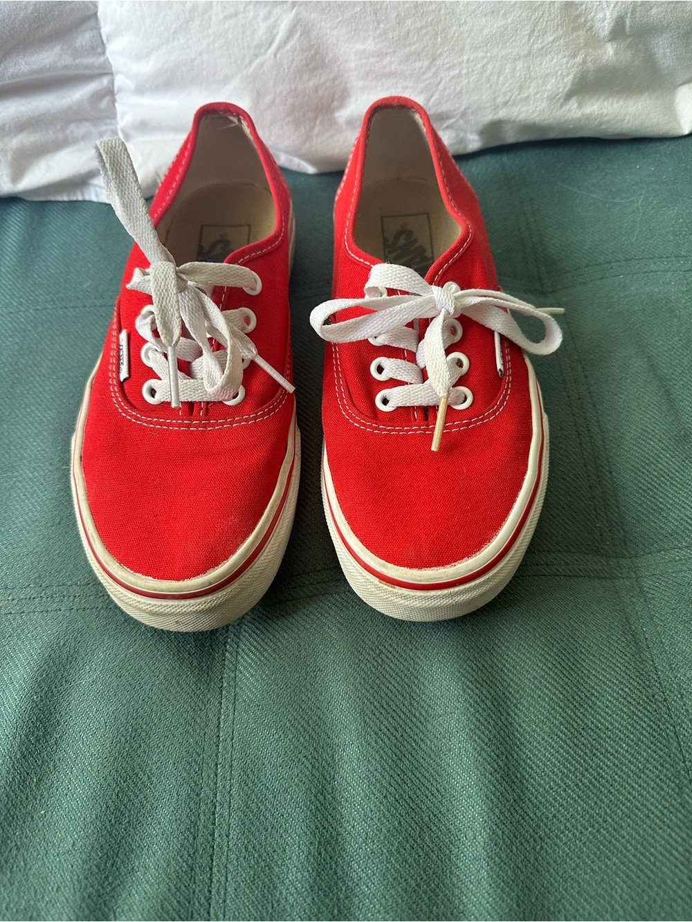 Vans Red Canvas Low-Top Sneakers with White Laces